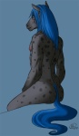 anthro biped blue_hair butt hair long_hair male nipples nude sitting solo spots tail mariart rhaen equid equine horse mammal 2007 source_request