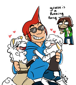 anthro blush bodily_fluids bottomwear brown_hair clothed clothing crying disappointed eyewear female female_anthro female_on_human fully_clothed fur furgonomic_bottomwear furgonomics grin group group_hug hair happy heart_symbol hug hugging_another human_on_anthro interspecies male male/female male_human male_on_anthro pink_cheeks red_hair simple_background size_difference smile spiky_hair spread_legs spreading standing sunglasses tail tears trio white_background white_body white_fur mythi lamb_chop's_play_along nintendo pbs skyward_sword the_legend_of_zelda vinesauce groose lamb_chop vinny_(vinesauce) alpaca bovid camelid caprine human mammal sheep
