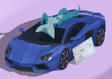 anthro areola big_breasts blue_areola blue_body blue_eyes blue_scales breasts candy car claws dessert eyewear female food genitals heart_symbol looking_at_viewer lying lying_on_car markings multicolored_body muscular muscular_thighs nipple_piercing nipples on_back piercing scales smug_face snake_hood solo sunglasses tail two_tone_body unusual_anatomy upside_down vehicle vulva zariorwen lamborghini argo_(kalivero) reptile scalie snake absurd_res hi_res