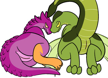 butt duo female feral genitals horn membrane_(anatomy) membranous_wings nude orange_eyes presenting simple_background tail take_your_pick vulva white_background wings yellow_eyes trout_(artist) mythology dragon mythological_creature mythological_scalie reptile scalie 11:8 2016 aliasing digital_media_(artwork)