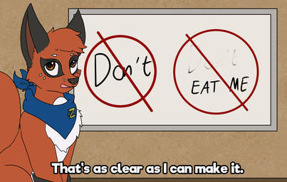 ambiguous_gender black_body black_fur blue_kerchief blue_neckerchief brown_eyes cheek_tuft chest_tuft dialogue facial_tuft feral fur fur_markings kerchief kerchief_only leg_markings looking_up markings mostly_nude neckerchief neckerchief_only neckwear no_symbol open_mouth red_body red_fur socks_(marking) solo tail talking_feral teeth text tuft white_body white_fur whiteboard tastytales nintendo pokemon z_(tastytales) generation_8_pokemon nickit pokemon_(species) english_text hi_res male_(lore)