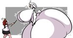 anthro big_breasts big_butt breast_expansion breasts butt butt_expansion duo expansion female grey_background huge_breasts huge_butt hyper hyper_breasts hyper_butt simple_background size_difference puffylover1 2spot_studio bloody_bunny_(series) bloody_bunny human lagomorph leporid mammal rabbit 2023 hi_res