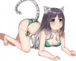 all_fours bra breasts cleavage clothed clothing female furgonomics grey_hair hair panties simple_background solo underwear white_background yellow_eyes lux_(artist) cygames princess_connect! princess_connect!_re:dive shiori_kashiwazaki animal_humanoid cat_humanoid felid felid_humanoid feline feline_humanoid humanoid mammal mammal_humanoid 2019