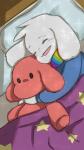 alternate_universe anthro bed bedding blanket fur furniture happy long_ears male pillow plushie sleeping solo star white_body white_fur daodavi storyshift undertale undertale_(series) asriel_dreemurr boss_monster_(undertale) bovid caprine goat mammal 9:16 absurd_res hi_res