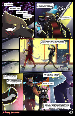 anthro city dialogue electronics male multiple_character night phone raining speech_bubble street text wet randoramble aggretsuko sanrio haida_(aggretsuko) tadano_(aggretsuko) canid canine canis cougar felid feline hyena jackal mammal spotted_hyena comic english_text hi_res