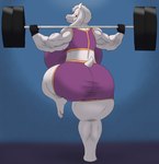 anthro barbell big_breasts big_butt breasts butt elderly_female exercise exercise_clothing female huge_breasts huge_butt looking_back muscular muscular_female raised_leg solo tongue tongue_out vein veiny_muscles wide_hips alythewolfcat undertale_(series) toriel boss_monster_(undertale) bovid caprine goat mammal absurd_res hi_res