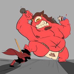 1_eye anthro black_body black_fur club_(weapon) cybernetics female fight fur green_eyes group machine male melee_weapon nipples overweight overweight_male sword weapon tacodecorazon asian_mythology cartoon_network east_asian_mythology japanese_mythology mao_mao:_heroes_of_pure_heart mythology adorabat badgerclops sheriff_mao_mao_mao badger bat cyborg cyclops demon domestic_cat felid feline felis mammal mustelid musteline oni yokai 1:1 absurd_res hi_res
