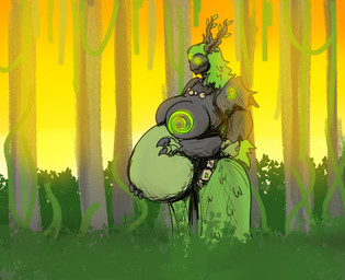 bottomwear clothing female forest glowing glowing_markings leaf markings plant pregnant skirt solo tree vines vwpologt age_of_sigmar mayternity_2026 warhammer_(franchise) warhammer_fantasy dryad humanoid