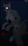 anthro big_breasts big_butt biped blood bodily_fluids bra bracelet breasts butt claws clothed clothing female glowing glowing_eyes jewelry looking_at_viewer missing_eye panties solo standing teeth underwear wide_hips galmgaruda51 tsillah felid mammal undead zombie hi_res