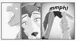 54321awesome absurd_res anthro anthro_pred anthro_prey beastars bodily_fluids canid canine canis comic female female_anthro female_pred haru_(beastars) hi_res lagomorph legoshi_(beastars) leporid male male_anthro male_prey mammal monochrome oral_vore rabbit saliva vore wolf