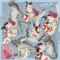 6_nipples anal animal_genitalia anus ball_ring ball_tuft balls bodily_fluids cum duo ejaculation genital_fluids genitals internal knot knotted_penis male male/male multi_nipple nipples oral penile_spines penis sheath tongue tuft feher guild_wars charr felid mammal hi_res sketch_page