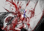 anthro blood blood_on_chest blood_on_hand blood_splatter blue_eyes bodily_fluids breasts circular_saw death female gore gore_focus grotesque grotesque_death saw snuff solo tools jeffusherb fio_(wipfenfels)