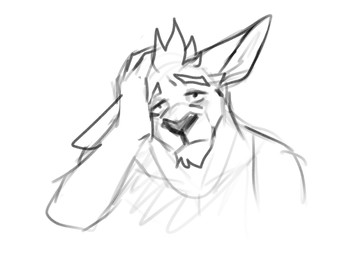 anthro chin_tuft clothed clothing eyebrows facial_tuft front_view hair male male_anthro mouth_closed narrowed_eyes short_hair solo tired tuft solaxe_(artist) solaxe kangaroo macropod mammal marsupial 4:3 bust_portrait hi_res monochrome portrait sketch