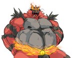 anthro anthro_pred belly big_belly big_muscles fully_inside genitals male male_pred musclegut muscular muscular_anthro muscular_male object_ingestion open_mouth pecs penis pokeball pokeball_in_mouth pokeball_vore same_size_vore swallowing_pokeball tongue tongue_out vore tigermax nintendo pokemon felid generation_7_pokemon incineroar mammal pantherine pokemon_(species) tiger digital_media_(artwork)