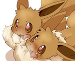 ambiguous_gender blush bodily_fluids canid canine dagasi digital_media_(artwork) drooling duo eevee feral fur generation_1_pokemon heart_eyes heart_symbol mammal nintendo open_mouth pokemon pokemon_(species) pupils saliva simple_background tongue tongue_out unusual_pupils