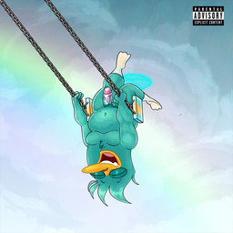 anthro genitals humanoid_genitalia humanoid_penis male male/male penis rainbow sky solo swing_set platislut pj_(platislut) mammal monotreme platypus hi_res