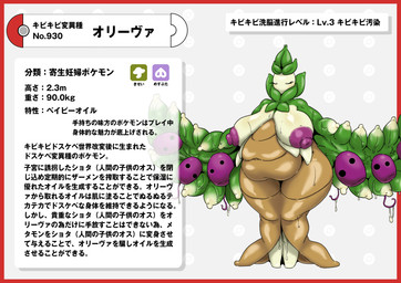 big_breasts bodily_fluids border breasts eyes_closed female genital_fluids green_body green_skin huge_breasts leaf navel nipples overweight overweight_female plant plant_hair pokedex pokedex_entry pokedex_number pseudo_hair purple_nipples red_border simple_background text white_background nikunigushii nintendo pokemon arboliva elemental_creature elemental_humanoid flora_fauna generation_9_pokemon humanoid plant_humanoid pokemon_(species) smoliv absurd_res hi_res japanese_text translation_request