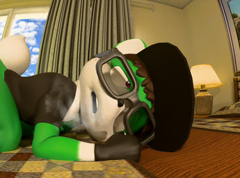 anthro baseball_cap bed bottomless bottomless_male breath clothed clothing eye_roll eyewear fingerless_gloves furniture glasses glasses_askew gloves handwear hat headgear headwear looking_pleasured lying lying_on_bed male on_bed on_front shirt solo t-shirt topwear kirby_animatez sega sonic_the_hedgehog_(series) fan_character vincent_(onyxsplash) canid canine canis chihuahua domestic_dog gaia mammal toy_dog 3d_(artwork) digital_media_(artwork)