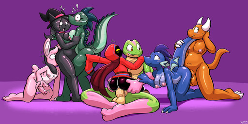 2_horns 2_toes 3_toes ambiguous_penetration anthro anthro_on_anthro anthro_penetrated anthro_penetrating anthro_penetrating_anthro anthro_penetrating_humanoid balls bent_over big_balls big_breasts big_butt big_penis bisexual black_clothing black_hat black_headwear blue_body blue_clothing blue_robe blue_scales blush bodily_fluids bottomless breast_squish breasts butt butt_grab cape claws clothed clothing collar cunnilingus erection exclamation_point eye_roll feet female female_penetrated finger_claws from_front_position fur genital_fluids genitals glans gloves_(marking) green_body green_hair green_scales green_skin grey_body grey_fur grey_hair group group_sex hair hand_on_butt hat headgear headwear heart_symbol horn humanoid_genitalia humanoid_on_anthro humanoid_penetrated humanoid_penis kneeling larger_anthro larger_male leg_grab leg_markings long_sleeves looking_away looking_back looking_pleasured looking_up lotus_position male male/female male/male male_penetrated male_penetrating male_penetrating_female male_penetrating_male markings motion_lines nipples open_mouth oral orange_balls orange_body orange_penis orange_scales orgy penetration penis pink_body pink_collar pink_fur pink_glans pink_hair pink_nipples pink_penis pink_skin precum purple_background purple_hair red_cape red_clothing red_robe robe scales sex simple_background size_difference slightly_chubby slightly_chubby_anthro slightly_chubby_male smaller_humanoid smaller_male smaller_penetrated smile socks_(marking) squish tail_around_partner thigh_grab throbbing throbbing_penis toe_claws toes vaginal white_body white_fur white_horn witch_hat yellow_balls yellow_penis felino european_mythology mythology caspar_(ultilix) emerald_(ultilix) leo_the_magician ruby_(ultilix) sofia_(ultilix) to-be-named-later wes_(ultilix) amphibian demon domestic_cat dragon felid feline felis frog humanoid lagomorph leporid mammal mythological_creature mythological_scalie rabbit scalie shadow_creature western_dragon 2025 2:1 absurd_res hi_res sibling_(lore) sister_(lore) sisters_(lore) trans_(lore) trans_woman_(lore)