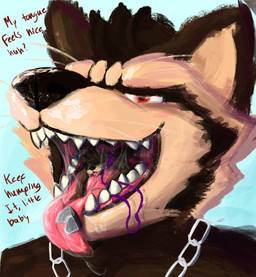 anthro anthro_prey bodily_fluids chain collar dialogue duo extreme_size_difference in_mouth inside_mouth larger_pred leash leashed_anthro leashed_collar leashed_prey macro male male/male mawplay micro open_mouth oral_vore saliva saliva_covered size_difference talking_to_prey text tongue vore vore_tether wearing_collar archer915 mammal mustelid otter procyonid raccoon absurd_res english_description english_text hi_res