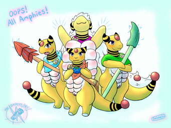 anthro breasts female food fruit genitals group melee_weapon multi_breast oran_berry plant pokemon_berry polearm spear the_baattery_pack vulva weapon zebachi nintendo pokemon ampharos bovid caprine generation_2_pokemon generation_6_pokemon mammal mega_ampharos mega_evolution pokemon_(species) sheep hi_res