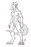 anthro athletic balls claws digitigrade flaccid genitals horn male pawpads penis rave_(linktoreality) solo tail linktoreality mythology dragon mythological_creature mythological_scalie scalie hi_res