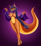 anthro belly_dancer blue_hair breasts cleavage clothed clothing dancing female fur genitals hair harem_outfit jewelry nipples orange_body orange_fur pussy skimpy solo veil astraldog sly_cooper_(series) sony_corporation sony_interactive_entertainment sucker_punch_productions carmelita_fox canid canine fox mammal hi_res