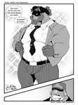 2023 anthro appletun beard belly big_belly black_tie_(suit) blush blush_lines bottomwear bow_tie clothed clothing comic date deadanthro dialogue dragon duo elemental_creature emanata english_text equid facial_hair floppy_ears flora_fauna generation_7_pokemon generation_8_pokemon hair hat hat_over_eyes headgear headwear hi_res larger_male looking_at_another looking_at_partner macoun_(deadanthro) male male/male mammal mature_male monochrome mudsdale multiple_images musclegut muscular muscular_male mythological_creature mythological_scalie mythology nintendo obscured_eyes open_clothing open_topwear overweight overweight_male pecs plant pokemon pokemon_(species) romantic romantic_couple scalie shaded shirt simple_background size_difference smaller_male sparkles speech_bubble suit text topwear tucker_(deadanthro)