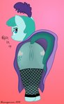 bedroom_eyes blue_eyes clothed clothed_feral clothing female feral looking_at_viewer looking_back narrowed_eyes seductive simple_background solo text bluemeganium hasbro my_little_pony sprinkle_medley_(mlp) equid equine horse mammal pony 2012 english_text hi_res