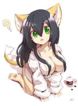 black_hair blush bottomless breasts butt clothed clothing ear_tuft female green_eyes hair high-angle_view looking_at_viewer open_clothing open_shirt open_topwear question_mark shirt shirt_only simple_background solo text topwear topwear_only tuft white_background sollyz animal_humanoid cat_humanoid felid felid_humanoid feline feline_humanoid humanoid mammal mammal_humanoid 2019 english_text hi_res signature