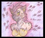 anthro black_border border breasts featureless_breasts female fur hair laugh looking_at_viewer markings nude simple_background solo spots spotted_body spotted_fur text cougar_leon autumn_williams hyena mammal spotted_hyena werecreature werehyena 2020 traditional_media_(artwork)