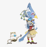 annoyed anthro beak blue_body blue_feathers chibi duo feathers machine male aooni breath_of_the_wild nintendo the_legend_of_zelda revali avian bird rito robot animated no_sound short_playtime webm