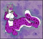 bell bell_collar big_breasts breasts collar drinking_tea female fur grey_hair hair paws purple_body purple_fur relaxing solo spots tail white_body white_fur crys_the_hybrid_(artist) chakat_jaggerfrost(chakatjaggerfrost) chakat felid felid_taur feline feline_taur mammal mammal_taur pantherine pantherine_taur snow_leopard snow_leopard_taur taur herm_(lore)