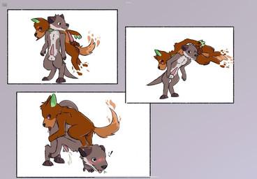 anal anthro blush duo erection floating flying genitals long_tongue male male/male nude oral penis rimming sex tongue anonymous_artist ash_(glennand) jameson canid canine canis fox ghost hybrid mammal mustelid otter spirit wolf