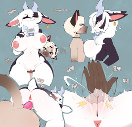 2_horns anthro anus areola ass_up bent_over big_breasts big_butt black_body black_fur blue_eyes bodily_fluids breast_envy breast_size_difference breast_squish breasts breasts_frottage butt choker close-up contact_onomatopoeia different_sound_effects dildo dildo_in_vagina dildo_insertion double_dildo duo ear_piercing ear_tag ejaculation eyewear eyewear_only female female/female fingering fingering_partner freckled_face freckles front_view fur genital_fluids genitals glasses glasses_only hair horn impact_onomatopoeia interspecies jewelry moan mole_under_eye multiple_angles multiple_positions necklace nipples nude onomatopoeia orgasm penetration piercing plap pouting repeated_text saliva sex sex_toy sex_toy_in_vagina sex_toy_insertion short_tail side_view slapping_vulva small_breasts small_waist sound_effects spread_legs spreading squish tail text thick_thighs tongue tongue_out vaginal vaginal_fingering vaginal_fluids vaginal_orgasm vaginal_penetration vaginal_squirting vulva wearing_glasses white_body white_fur white_hair wide_hips y_anus berrypunchz rigby_the_cat nea_(berrypunchz) throat_goat_(rooination) bovid caprine domestic_cat felid feline felis goat mammal siamese_cat absurd_res hi_res