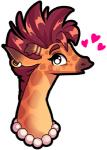 ear_piercing ear_ring eyelashes female gem heart_symbol jewelry long_neck markings mole_(marking) necklace pearl_(gem) pearl_necklace piercing ring_piercing simple_background solo white_background javanshir giraffe_mom giraffe giraffid mammal headshot_portrait portrait