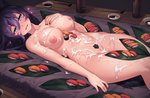 big_breasts blue_eyes bodily_fluids body_sushi breasts cum cum_everywhere cum_on_belly cum_on_body cum_on_breasts female food food_fetish food_play genital_fluids genitals hair heart_eyes heart_symbol looking_at_viewer lying makizushi messy nigirizushi nipples nude on_back pubes purple_hair pussy solo sushi iwbitu animal_humanoid cat_humanoid felid felid_humanoid feline feline_humanoid humanoid mammal mammal_humanoid digital_media_(artwork) hi_res