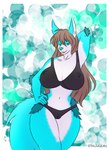 anthro big_breasts bra breasts bright bubble camel_toe clothing female fluffy genital_outline hair lingerie long_hair nipple_outline pose pussy_outline solo tail underwear cthuwulhu sylvia_(cthuwulhu) canid canine canis domestic_dog mammal wolf