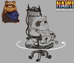 anthro biped brown_body brown_fur chair clothed clothing fur furniture simple_background sitting slightly_chubby solo homebearstudio you_miichi nairi:_rising_tide nairi_(series) professor_(nairi) mammal procyonid raccoon 2021 official_art