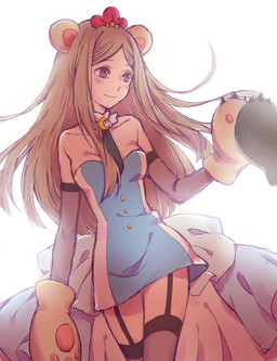 ambiguous_gender blush blush_stickers clothing duo female grey_hair hair hand_holding headgear headwear long_hair looking_at_another neckwear offscreen_character purple_eyes tan_body tan_skin linda986 yuri_kuma_arashi tsubaki_kureha animal_humanoid bear humanoid mammal mammal_humanoid ursid_humanoid ursine ursine_humanoid 2015 digital_drawing_(artwork) digital_media_(artwork)