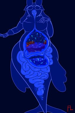 big_breasts blue_insides bodily_fluids bone breasts bubbling_acid digestion female guts inside_stomach internals intestines multiple_stomachs oral_vore organs rugae solo soul_digestion soul_vore split_form stomach stomach_acid uvula vore wide_hips flightlesslizard aquatic humanoid merfolk 2:3 absurd_res hi_res story story_in_description