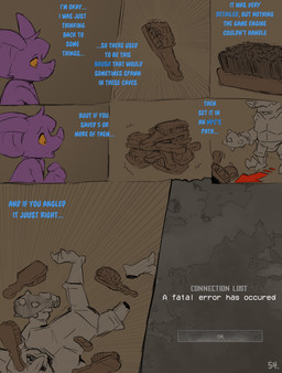 anthro blue_text brush club_(weapon) comic_panel dialogue gameplay_mechanics melee_weapon purple_body text weapon wings conditional_dnp dacad zipper_(dacad) bat mammal orc comic english_text hi_res restricted_palette