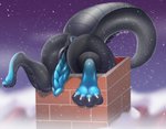 animal_genitalia anus butt chimney erection feet feral genital_slit genitals hindpaw in_chimney male paws penis raised_tail snow solo stuck stuck_in_chimney tail blackbatwolf mythology xero_(captainscales) dragon mythological_creature mythological_scalie scalie