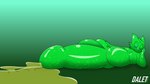 16:9 absurd_res anthro balls bedroom_eyes belly big_balls big_belly big_penis blue_eyes bodily_fluids daletfours dominant dragon genital_fluids genitals glistening glistening_body goo_creature goo_dragon gradient_background green_body hand_on_leg hand_on_own_leg hand_on_own_thigh hand_on_thigh hi_res honeydew_(daletfours) huge_balls huge_penis hyper hyper_balls hyper_genitalia hyper_penis looking_at_viewer lying male moobs mythological_creature mythological_scalie mythology narrowed_eyes on_side overweight overweight_male peeing penis scalie seductive simple_background smile solo urine urine_pool watersports widescreen