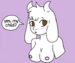 anthro big_breasts blush breasts dialogue drawing female floppy_ears fluffy fur horn mature_anthro mature_female nipples solo text lemonsmutt undertale undertale_(series) toriel boss_monster_(undertale) bovid caprine mammal 2017 bust_portrait digital_media_(artwork) english_text flipaclip_(artwork) portrait sketch