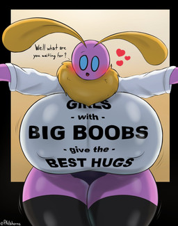 anthro big_breasts breasts female solo text thick_thighs philahorns girls_with_big_boobs_give_the_best_hugs arthropod insect lepidopteran moth english_text hi_res tagme