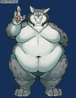 3_toes 4_fingers anthro awkward awkward_smile belly belly_folds belly_overhang big_belly big_moobs blue_clothing blue_speedo blue_swimwear cheek_tuft chubby_cheeks claws clothing cute_fangs double_chin ears_up facial_tuft fangs feet fingers fur gesture grey_body grey_fur looking_at_viewer love_handles male markings moobs multicolored_body multicolored_fur nails navel neck_tuft overweight overweight_anthro overweight_male pawpads pointy_ears showing_teeth smile smiling_at_viewer speedo spots spotted_body spotted_fur swimwear teeth thick_thighs toe_claws toes tuft wide_hips yellow_eyes nekocrispy disney zootopia pawbert_lynxley canada_lynx felid feline lynx mammal alpha_channel hi_res
