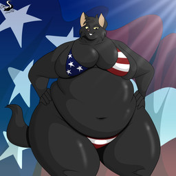 anthro bikini breasts clothing female obese overweight overweight_female solo swimwear two-piece_swimsuit chrisandcompany sasha_(chrisandcompany) domestic_cat felid feline felis mammal 1:1 hi_res