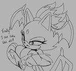 anthro big_breasts blush breasts cleavage clothed clothing costume female solo solratic sega sonic_the_hedgehog_(series) blaze_the_cat domestic_cat felid feline felis mammal hi_res monochrome