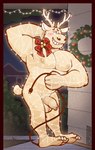 anthro antlers balls biceps big_balls big_muscles big_penis black_border blush border bow_ribbon building christmas_decorations christmas_lights christmas_wreath embarrassed eyebrows flaccid foreskin genitals hand_behind_head holidays horn house humanoid_genitalia humanoid_penis looking_at_viewer male muscular muscular_anthro muscular_male night nipples nude outside pecs penis plant plantigrade plug shrub smile solo standing teeth unretracted_foreskin wreath zetrocci christmas animate_inanimate deer mammal new_world_deer reindeer 2023 hi_res